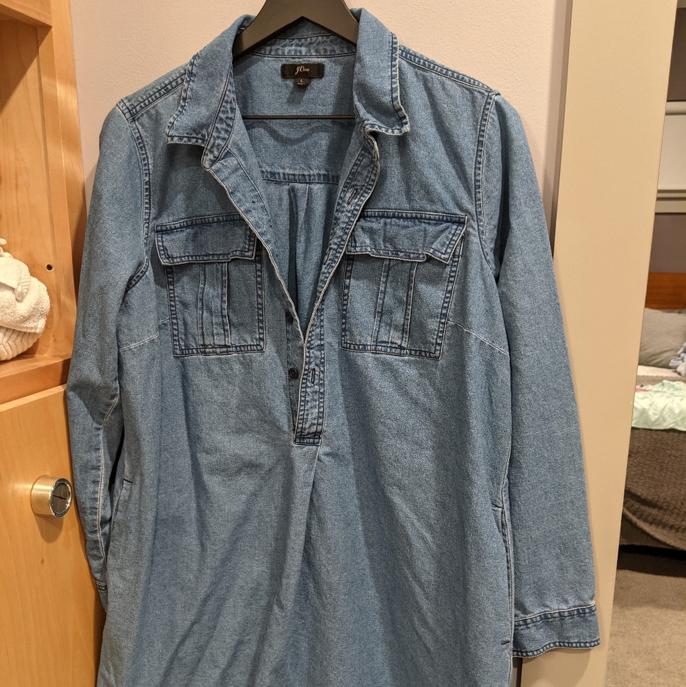 J Crew size Large denim dress WITH pockets